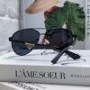 Prada 2024 New Polarized Sunglasses with Print Double-Bridge Aviator Classic Frog Eye Sunglasses for Driving, UV and Blue Light Protection, Unisex Sun Glasses