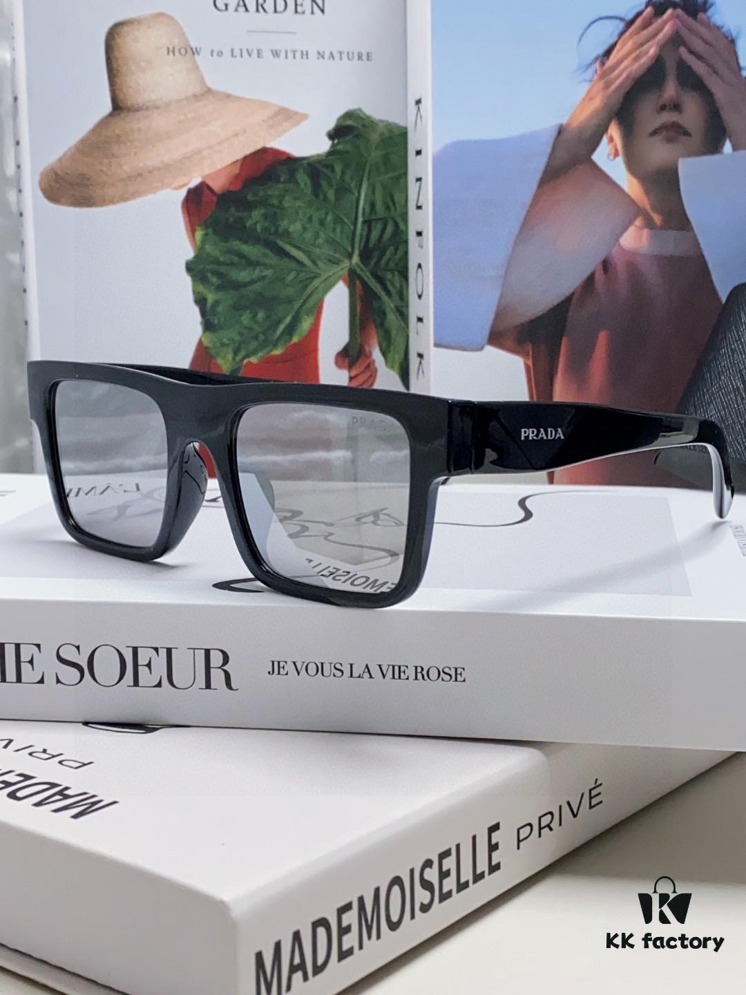 Prada PR19WS Square Sunglasses, Unisex UV-Protective Driving Sunglasses, Fashion Streetwear Eyewear, Inspired by Lin Zhiying's Style