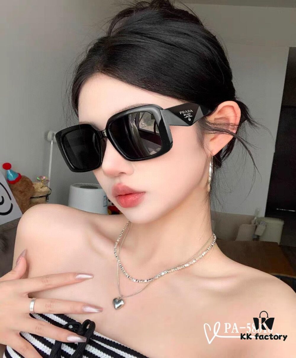 PRADA - New Lightweight TR Frame Polarized Sunglasses with Plowright Resin Lenses, Fashionable UV Protection Sun Glasses for Driving and Travel, Model: 58018