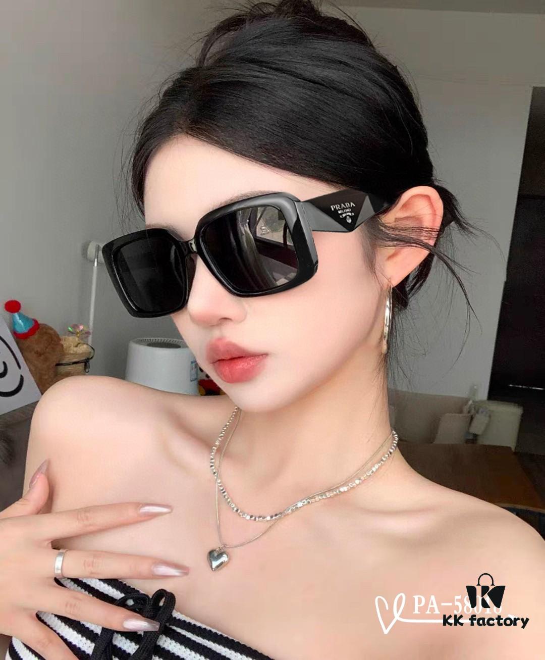 PRADA - New Lightweight TR Frame Polarized Sunglasses with Plowright Resin Lenses, Fashionable UV Protection Sun Glasses for Driving and Travel, Model: 58018