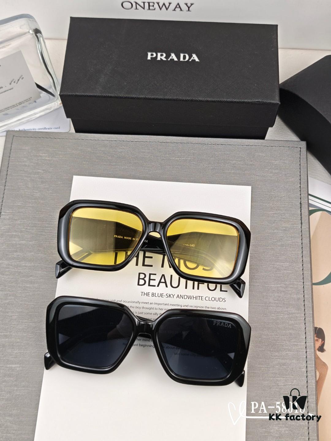 PRADA - New Lightweight TR Frame Polarized Sunglasses with Plowright Resin Lenses, Fashionable UV Protection Sun Glasses for Driving and Travel, Model: 58018