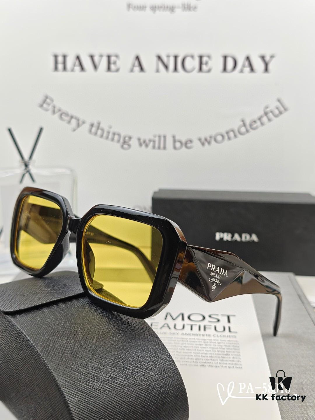 PRADA - New Lightweight TR Frame Polarized Sunglasses with Plowright Resin Lenses, Fashionable UV Protection Sun Glasses for Driving and Travel, Model: 58018