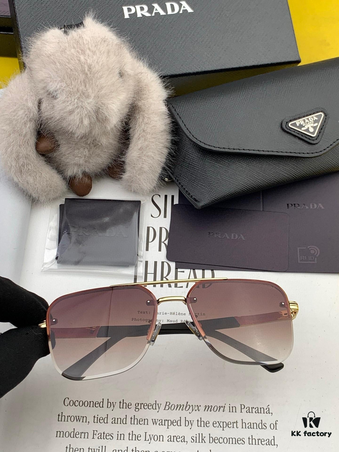 PRADA 2025 New Arrival Sunglasses, World-Class Craftsmanship, High-End Fashion Unisex Aviator Shades for Slimming Face Look, Premium Quality