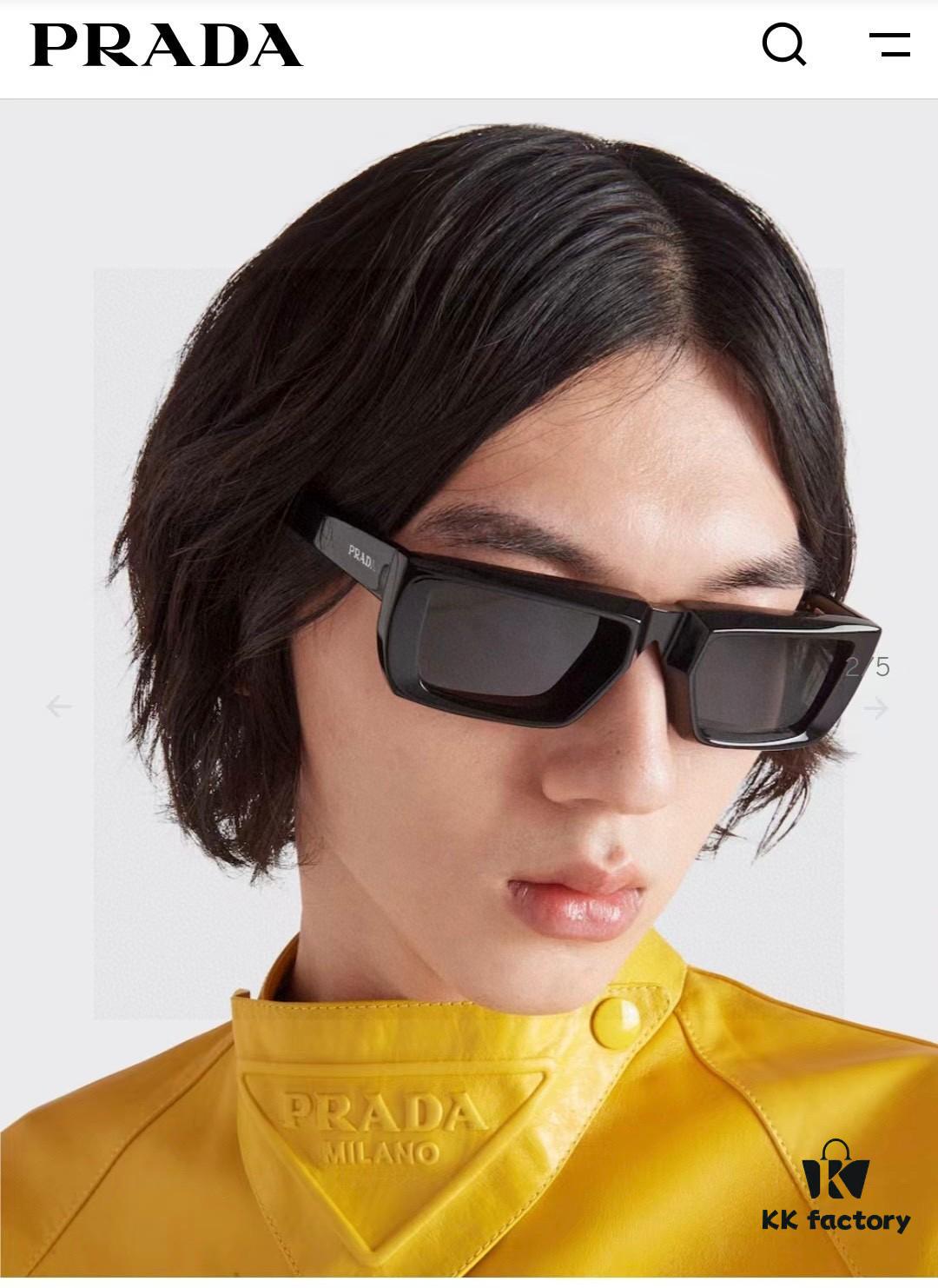PRADA 2025 Summer New 3D Square Frame Sunglasses Unisex, Runway Style Hiking Square SPR24Y Sunglass Lenses, UV Protection Designer Shades