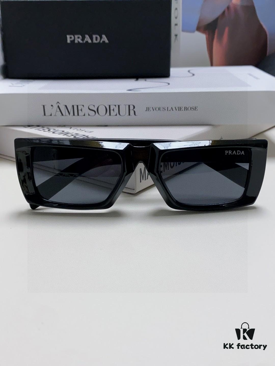 PRADA 2025 Summer New 3D Square Frame Sunglasses Unisex, Runway Style Hiking Square SPR24Y Sunglass Lenses, UV Protection Designer Shades