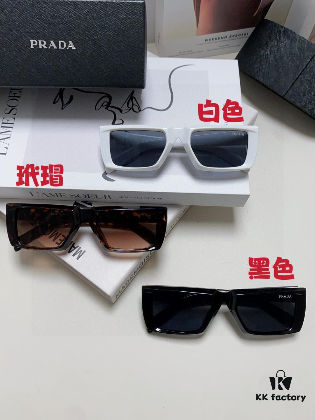 PRADA 2025 Summer New 3D Square Frame Sunglasses Unisex, Runway Style Hiking Square SPR24Y Sunglass Lenses, UV Protection Designer Shades
