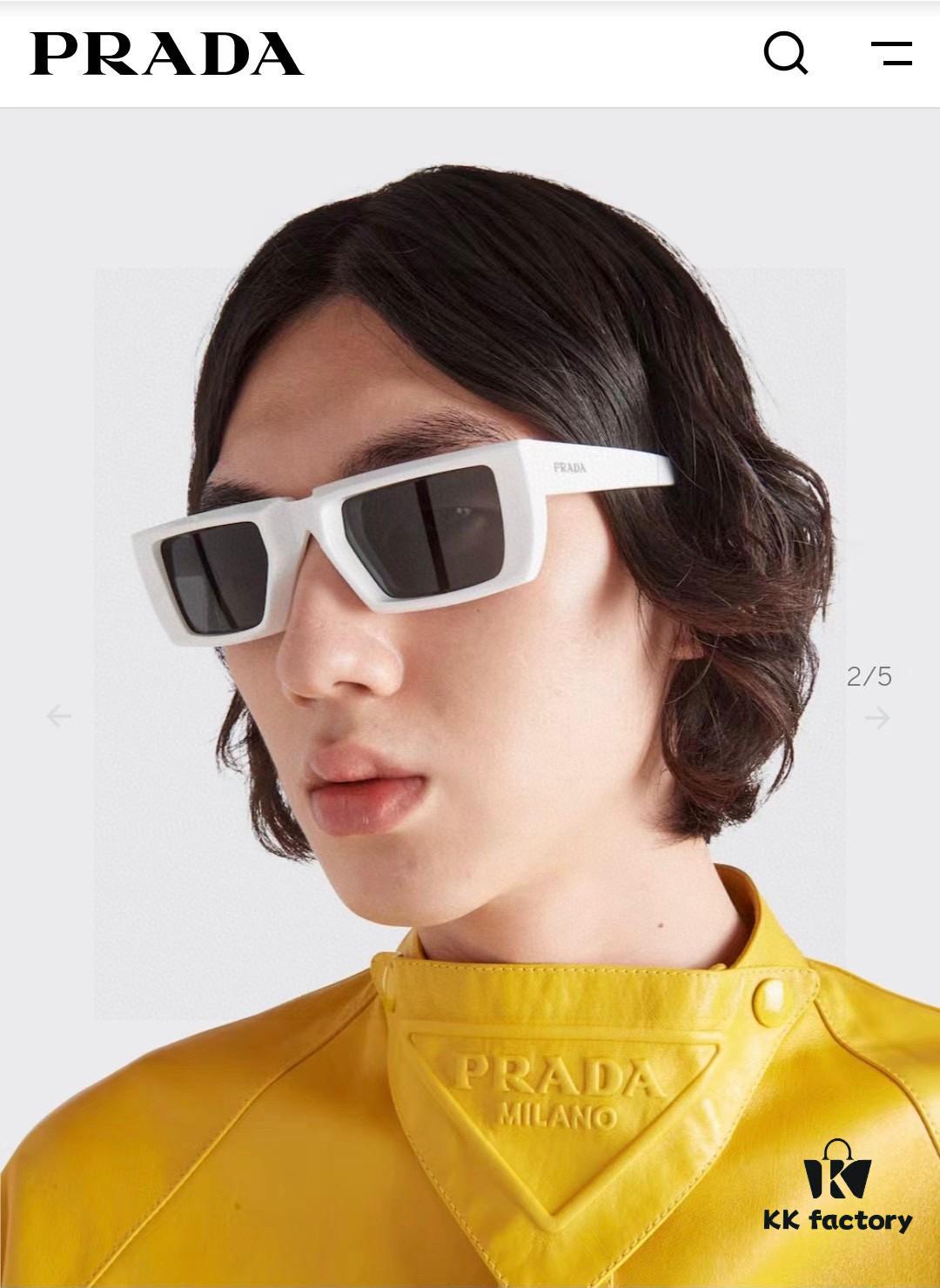 PRADA Prada 25 Summer New 3D Square Frame Sunglasses Unisex Runway Style Hiking Square SPR24Y Sunglass Lens Shades