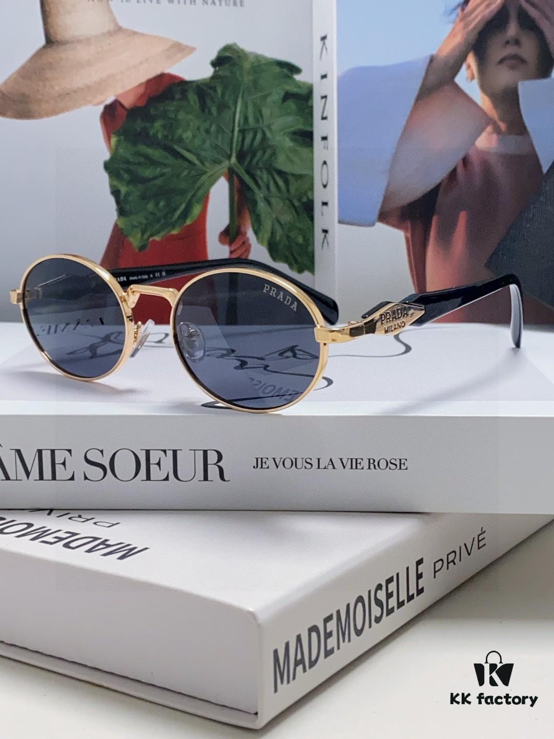 Prada Small Round Frame ✔️ Fashionable Metal Oversized Sunglasses