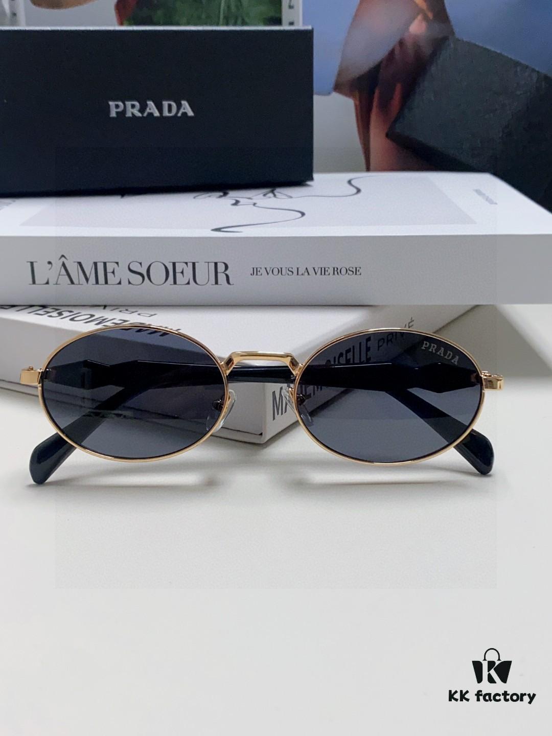 Prada Small Round Frame ✔️ Fashionable Metal Oversized Sunglasses