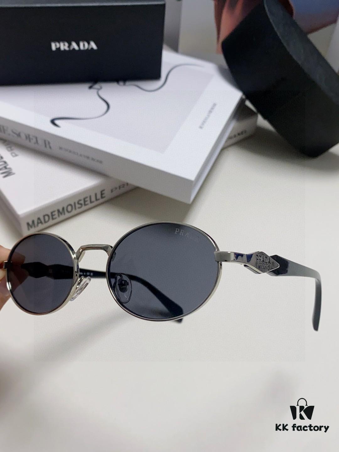 Prada Small Round Frame ✔️ Fashionable Metal Oversized Sunglasses