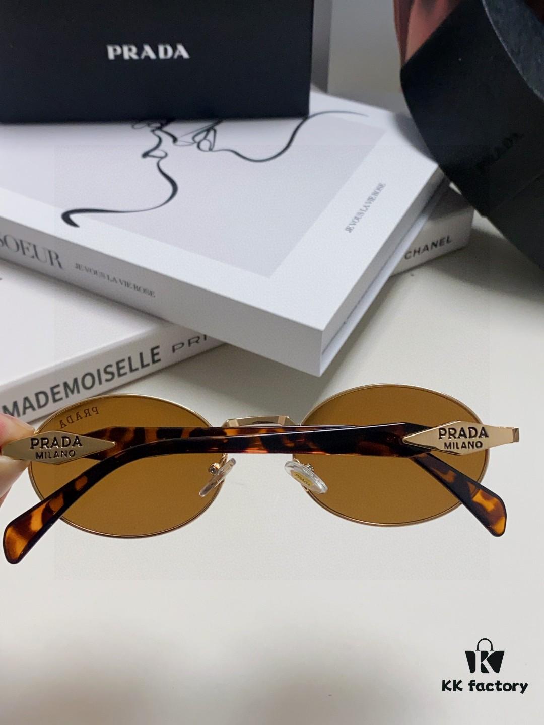 Prada Small Round Frame ✔️ Fashionable Metal Oversized Sunglasses