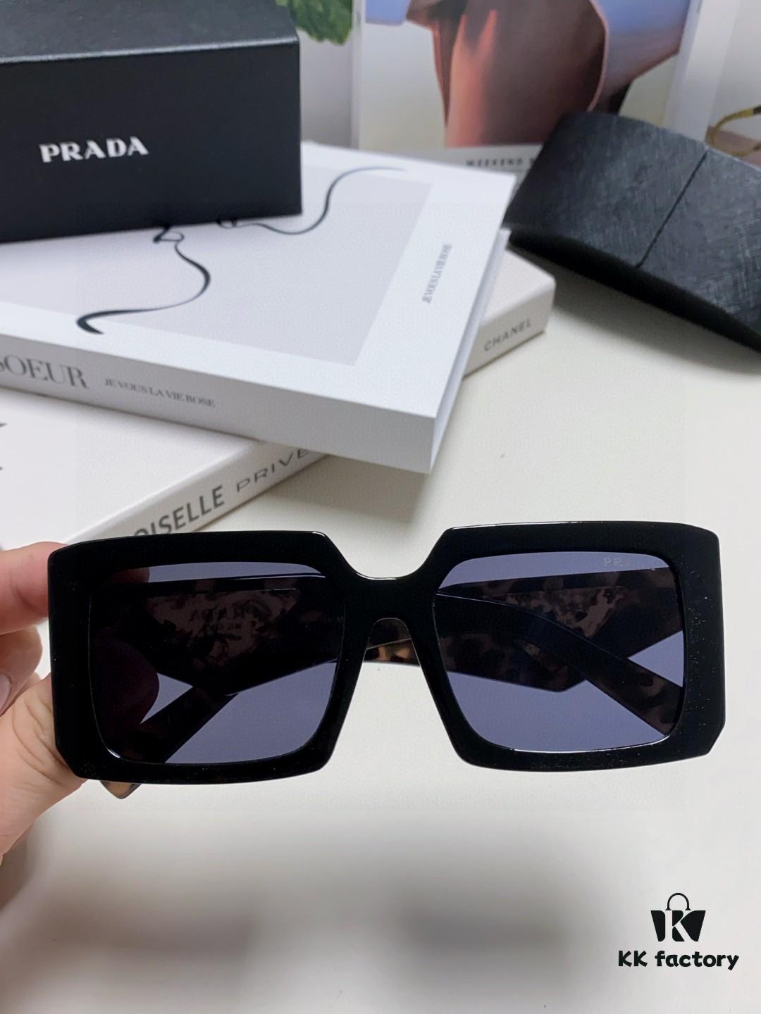 Prada 2025 Fashionable Metal Polygonal Oversized Sunglasses Unisex, Checkered Lens Stylish Sun Glasses for Men and Women
