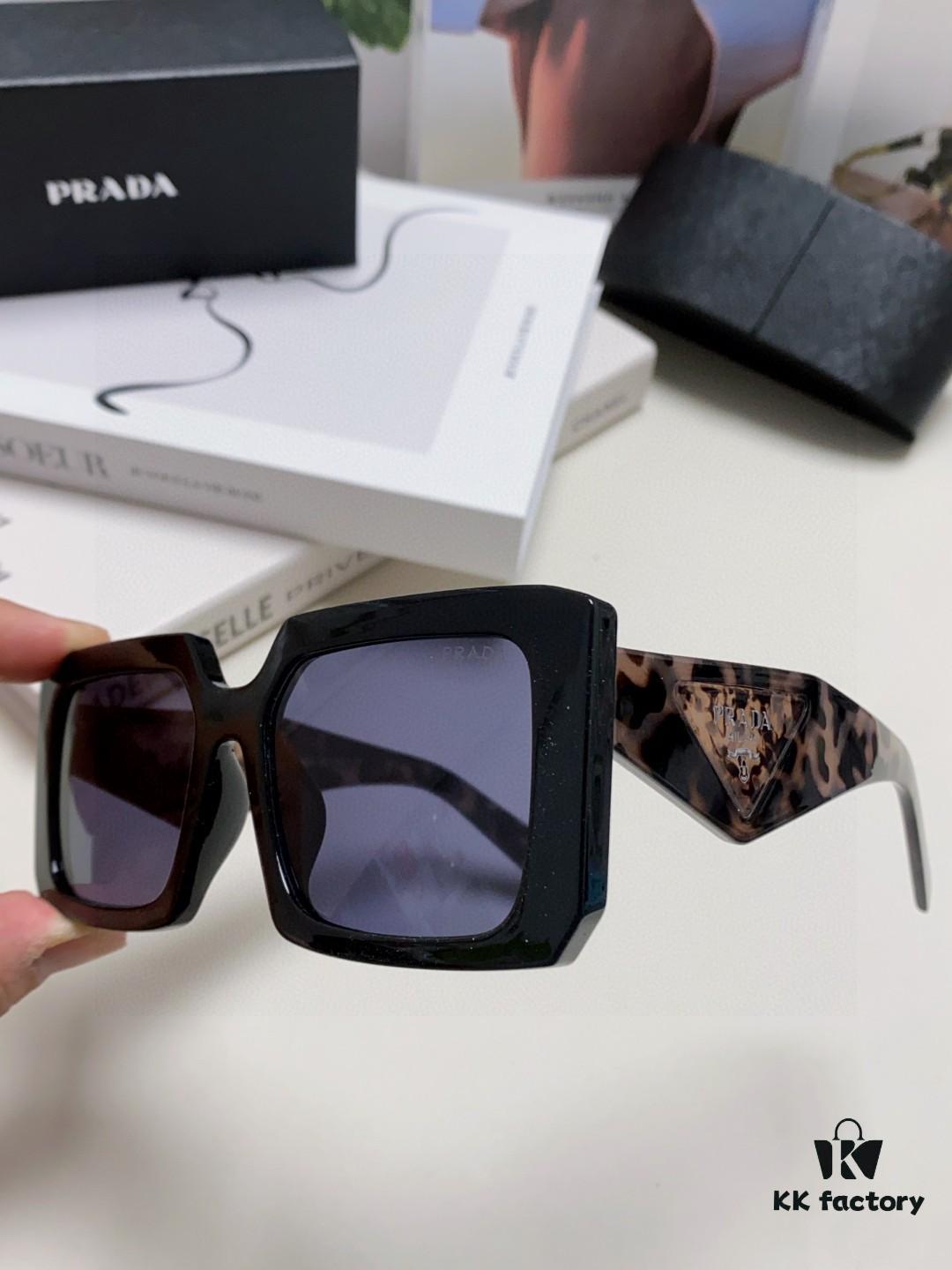 Prada 2025 Fashionable Metal Polygonal Oversized Sunglasses Unisex, Checkered Lens Stylish Sun Glasses for Men and Women