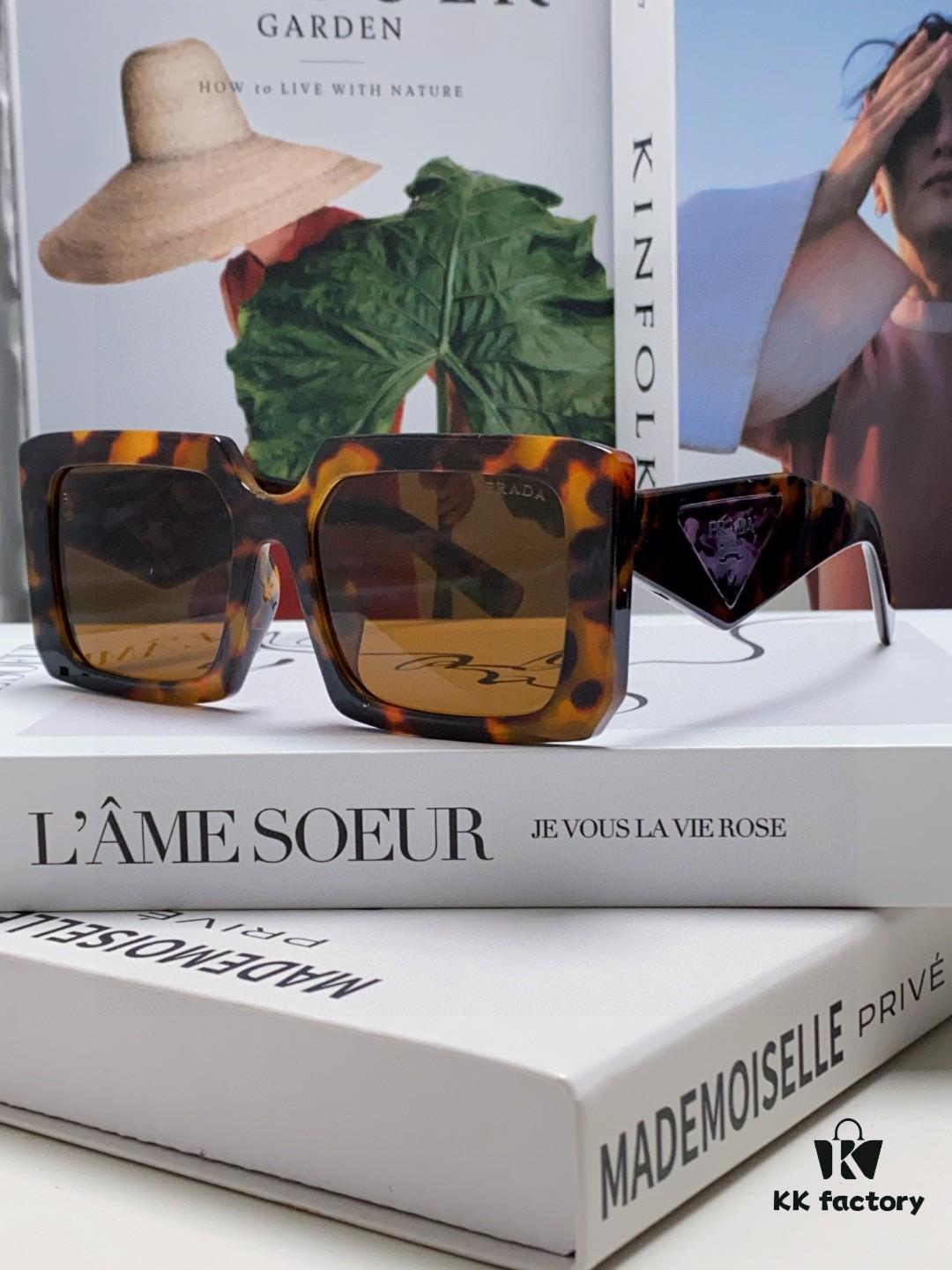 Prada 2025 Fashion Metal Polygonal Oversized Sunglasses Unisex, Checkered Lens Sun Glasses