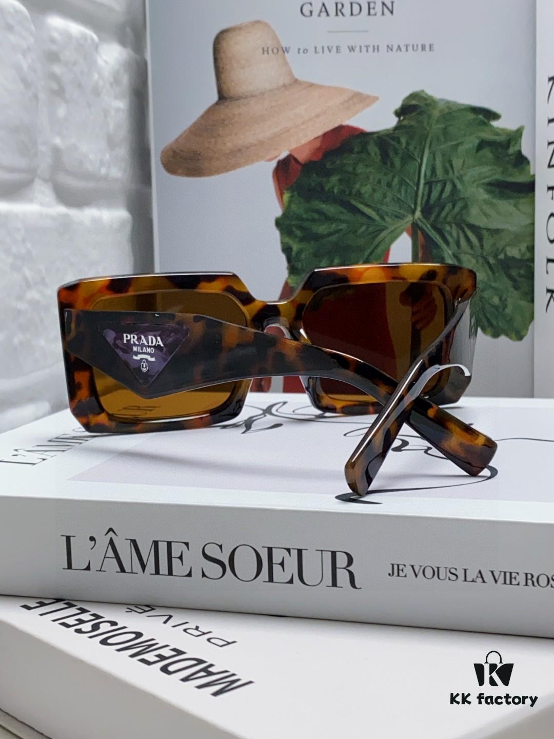 Prada 2025 Fashion Metal Polygonal Oversized Sunglasses Unisex, Checkered Lens Sun Glasses