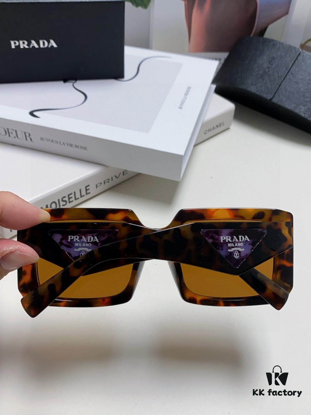 Prada 2025 Fashion Metal Polygonal Oversized Sunglasses Unisex, Checkered Lens Sun Glasses