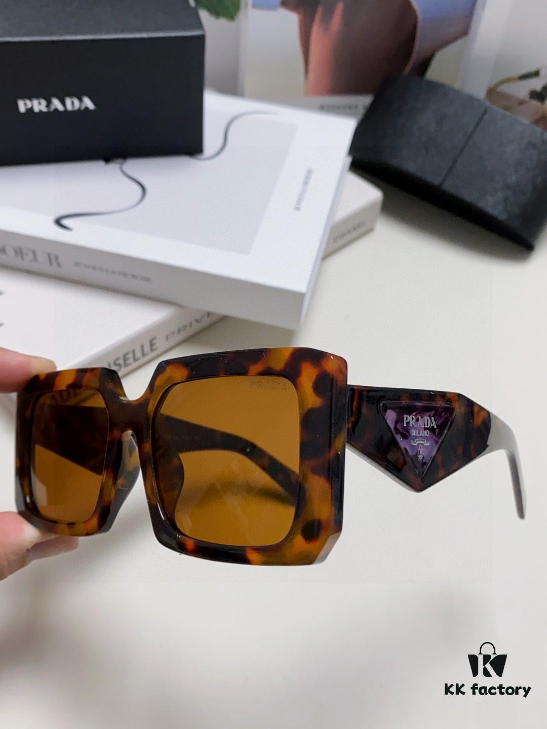 Prada 2025 Fashion Metal Polygonal Oversized Sunglasses Unisex, Checkered Lens Sun Glasses