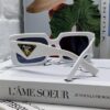 Prada 2025 Fashion Metal Polygonal Oversized Sunglasses Unisex, Stylish Sun Protection with Checkered Lens