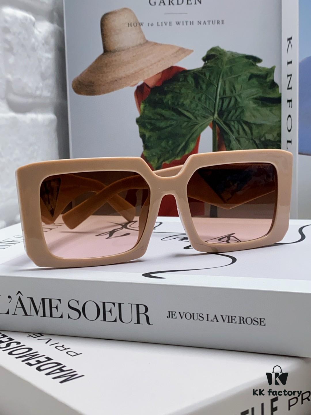 Prada 2025 Fashion Metal Polygonal Oversized Sunglasses Unisex, Checkered Lens Sunglasses for Men and Women