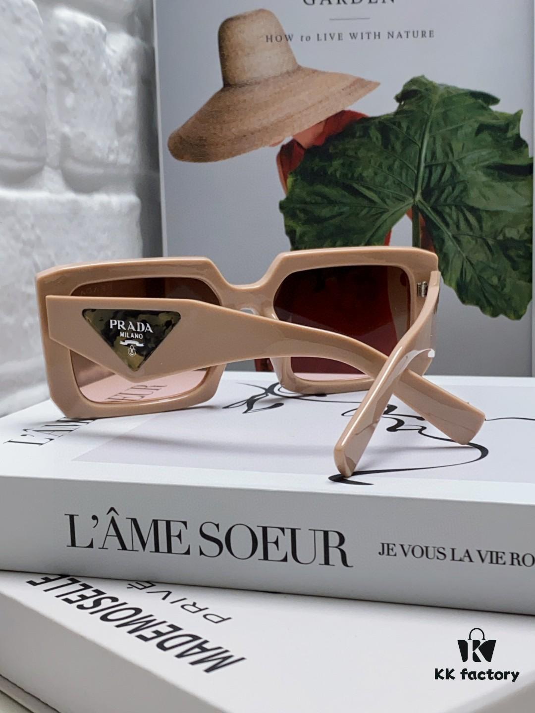 Prada 2025 Fashion Metal Polygonal Oversized Sunglasses Unisex, Checkered Lens Sunglasses for Men and Women