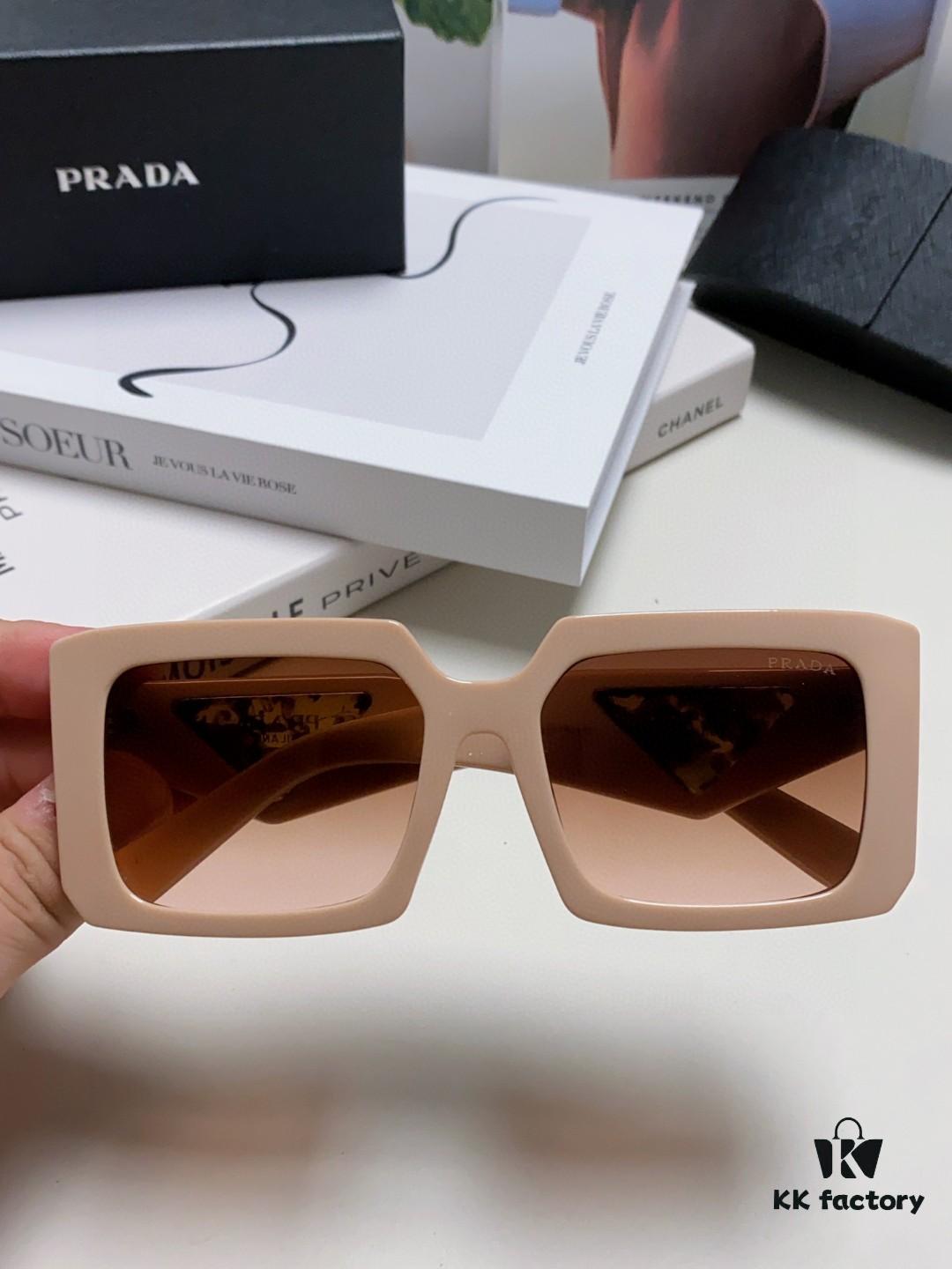 Prada 2025 Fashion Metal Polygonal Oversized Sunglasses Unisex, Checkered Lens Sunglasses for Men and Women