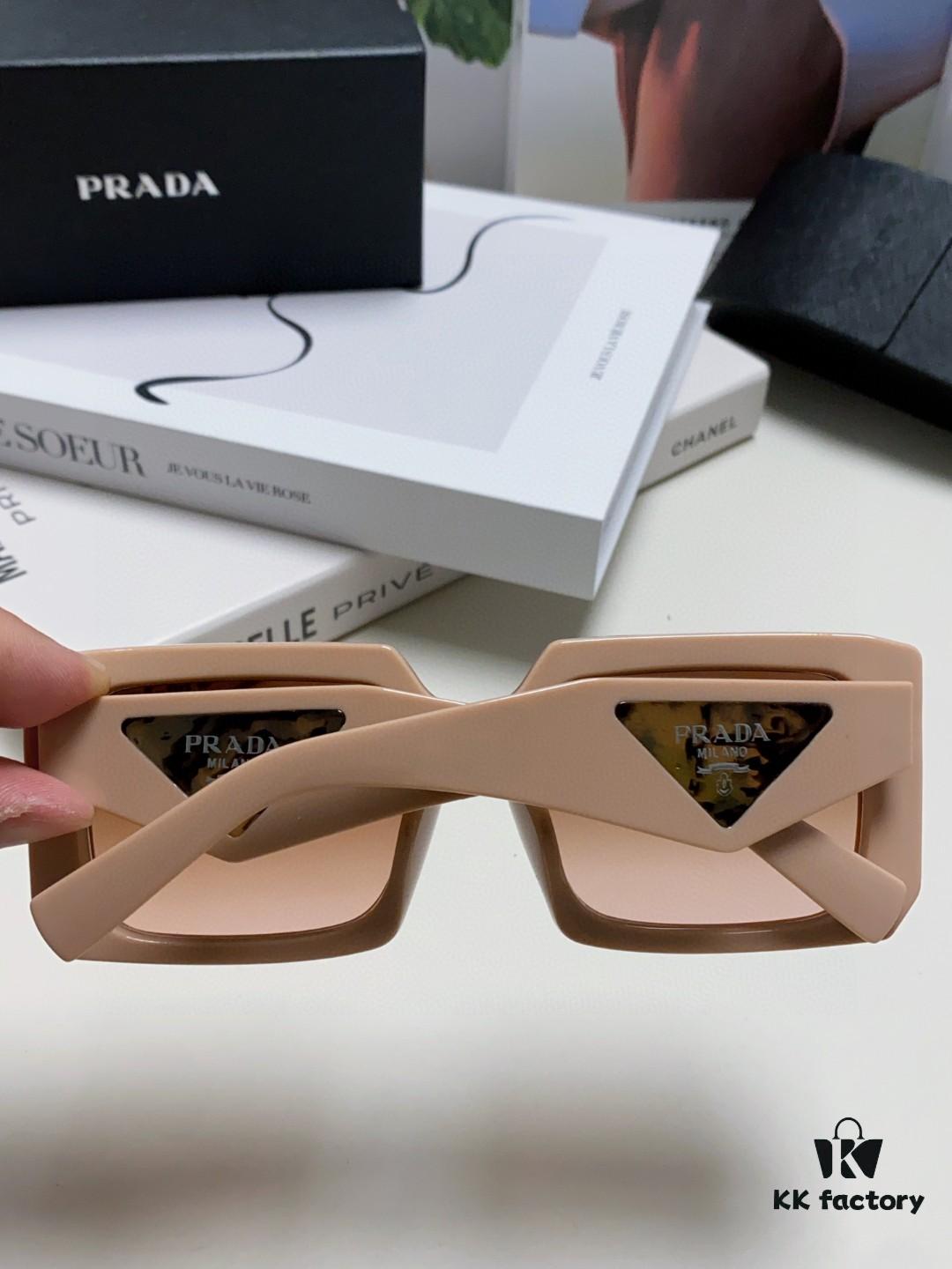 Prada 2025 Fashion Metal Polygonal Oversized Sunglasses Unisex, Checkered Lens Sunglasses for Men and Women