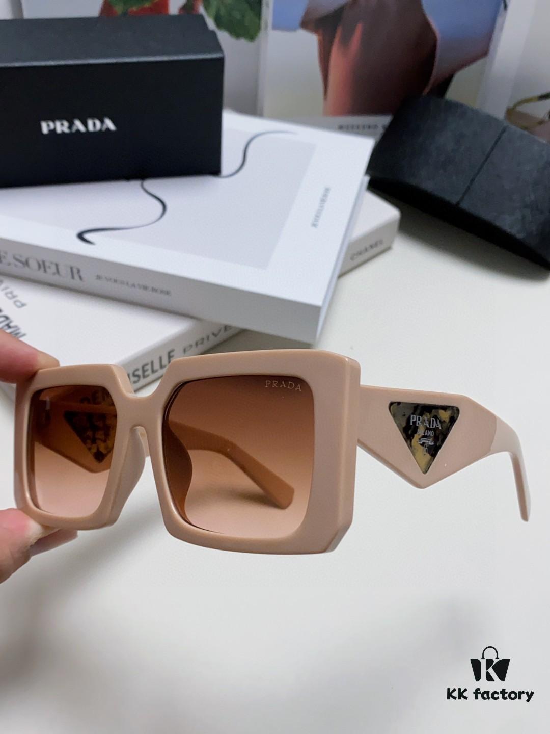 Prada 2025 Fashion Metal Polygonal Oversized Sunglasses Unisex, Checkered Lens Sunglasses for Men and Women