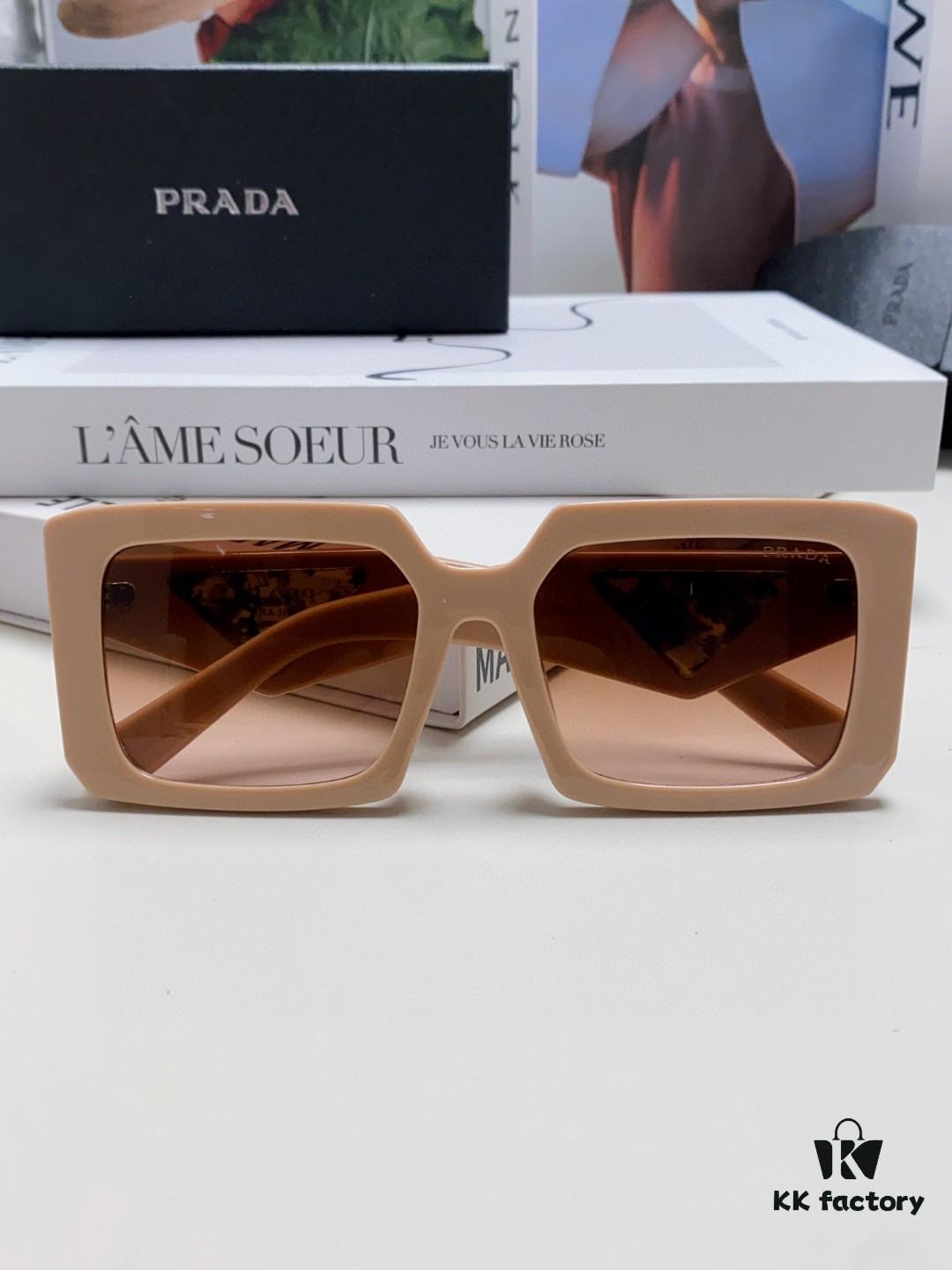 Prada 2025 Fashion Metal Polygonal Oversized Sunglasses Unisex, Checkered Lens Sunglasses for Men and Women