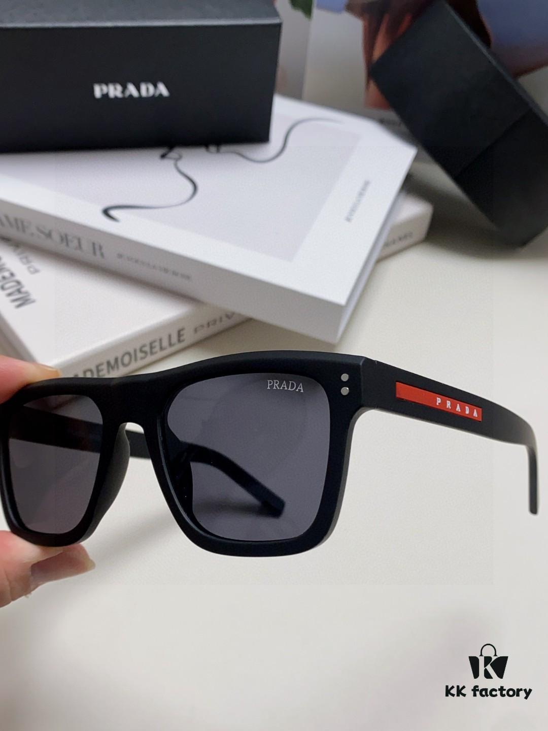 Prada 2025 Men's Premium Square Frame Lightweight Sports Sunglasses, Minimalist European Style