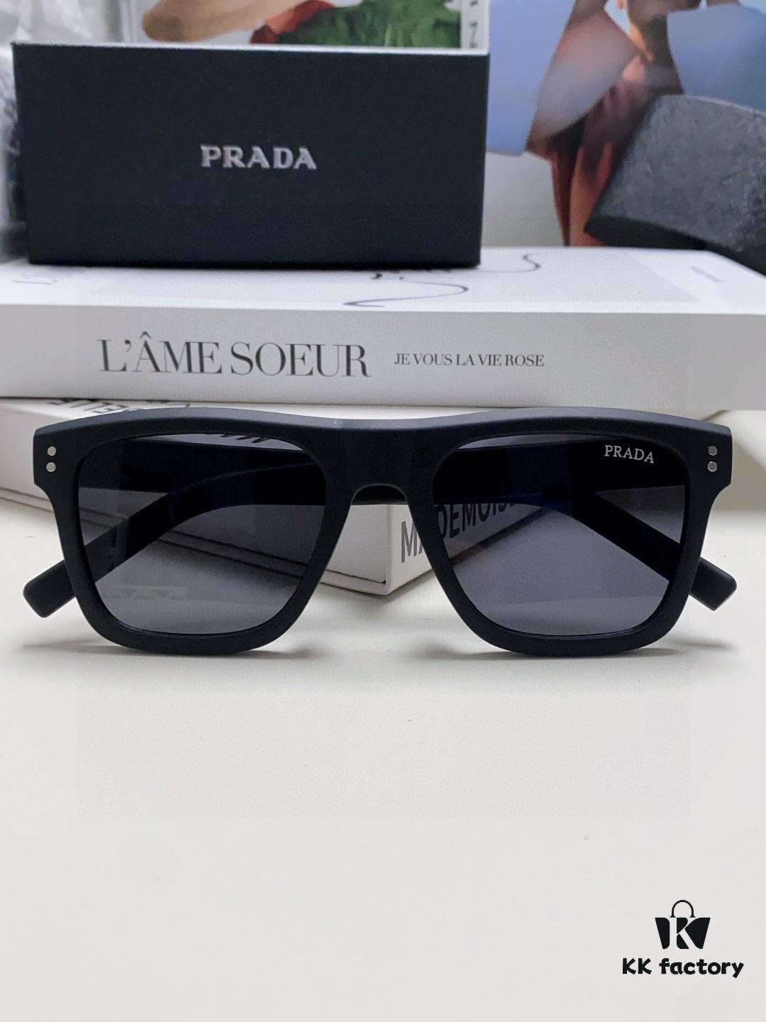 Prada 2025 Men's Premium Square Frame Lightweight Sports Sunglasses, Minimalist European Style