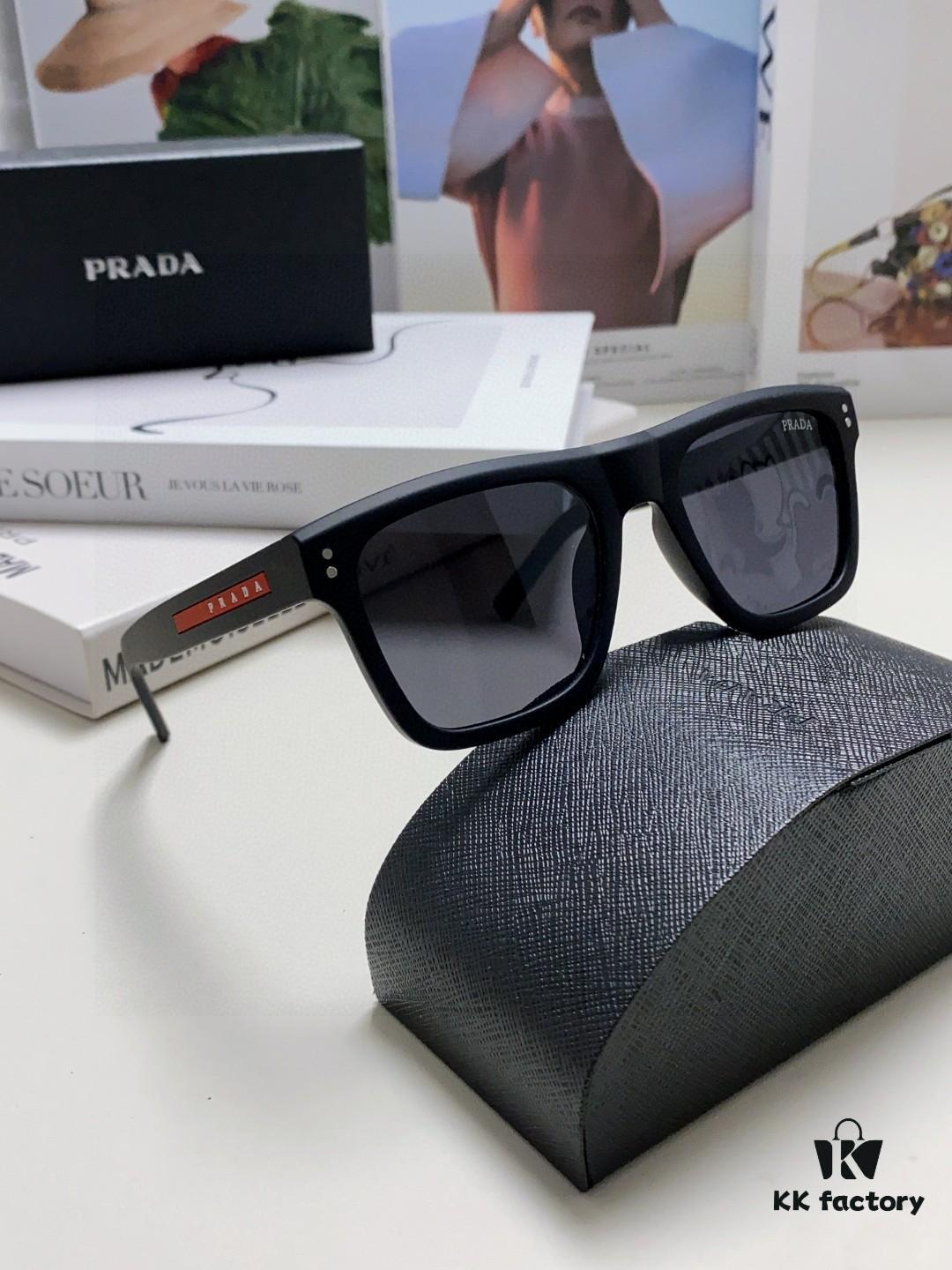 Prada 2025 Men's Premium Square Frame Lightweight Sports Sunglasses, Minimalist European Style