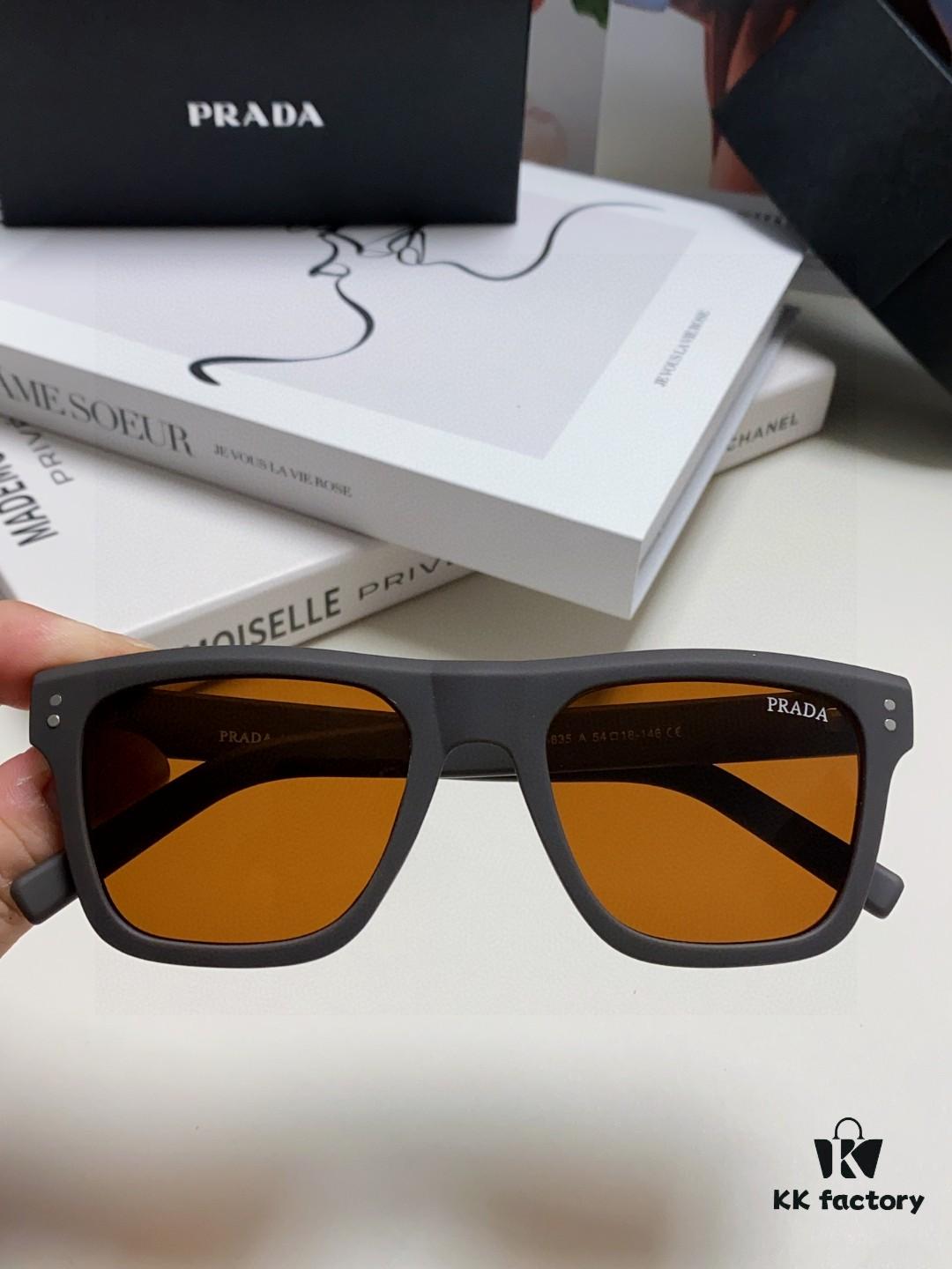 Prada 2025 Men's Square Frame Lightweight Sports Sunglasses, Minimalist European Style Unisex Sun Glasses