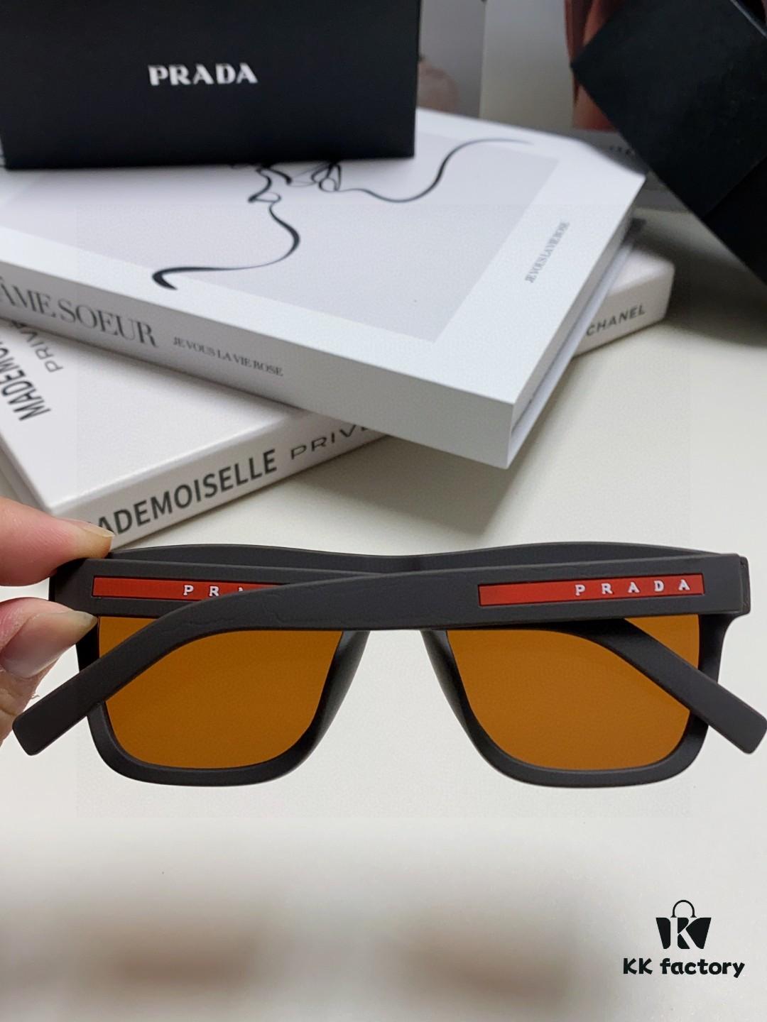 Prada 2025 Men's Square Frame Lightweight Sports Sunglasses, Minimalist European Style Unisex Sun Glasses