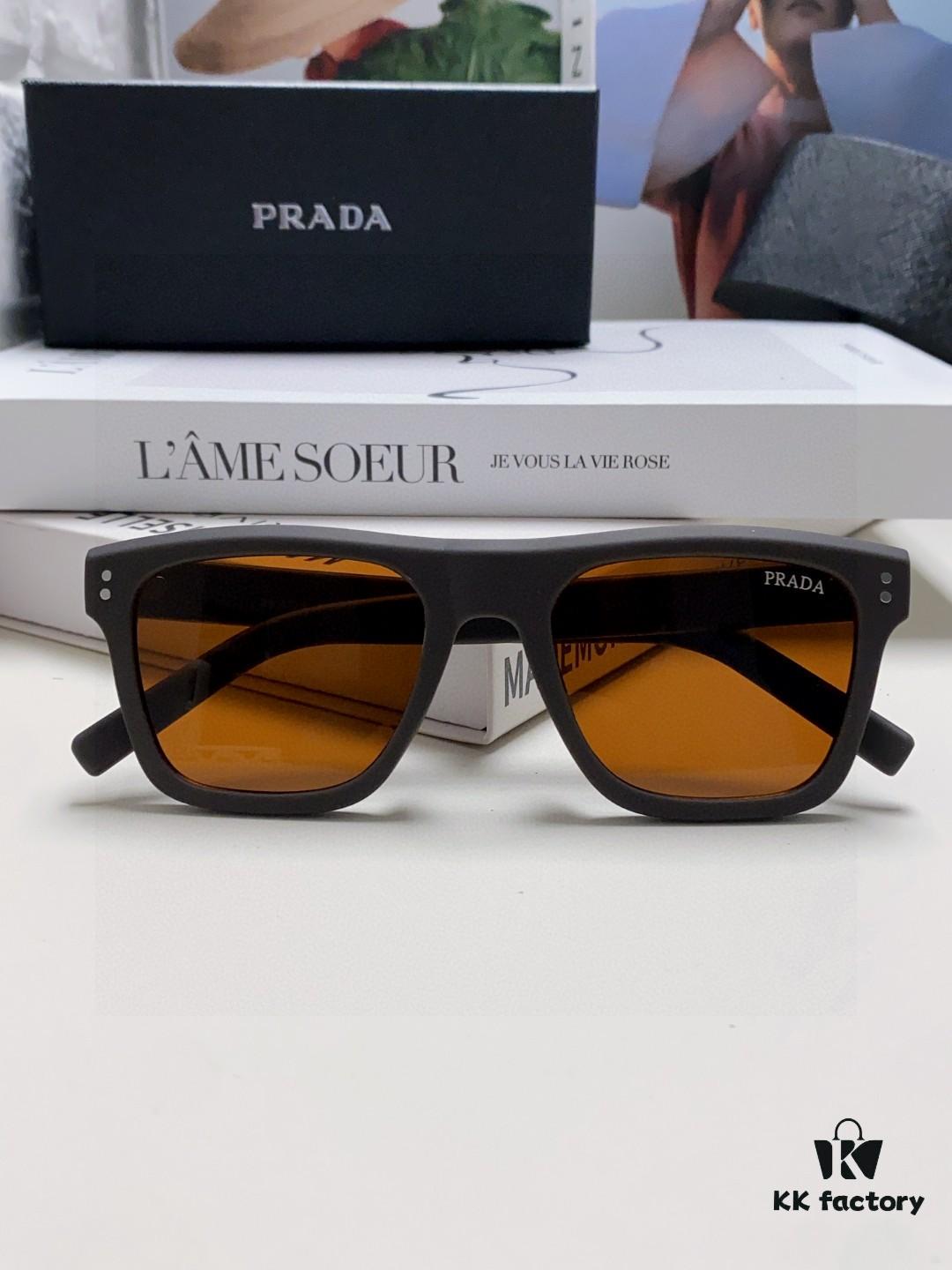 Prada 2025 Men's Square Frame Lightweight Sports Sunglasses, Minimalist European Style Unisex Sun Glasses