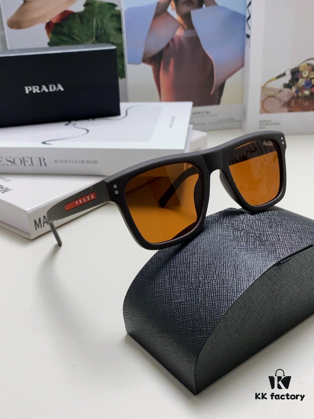 Prada 2025 Men's Square Frame Lightweight Sports Sunglasses, Minimalist European Style Unisex Sun Glasses