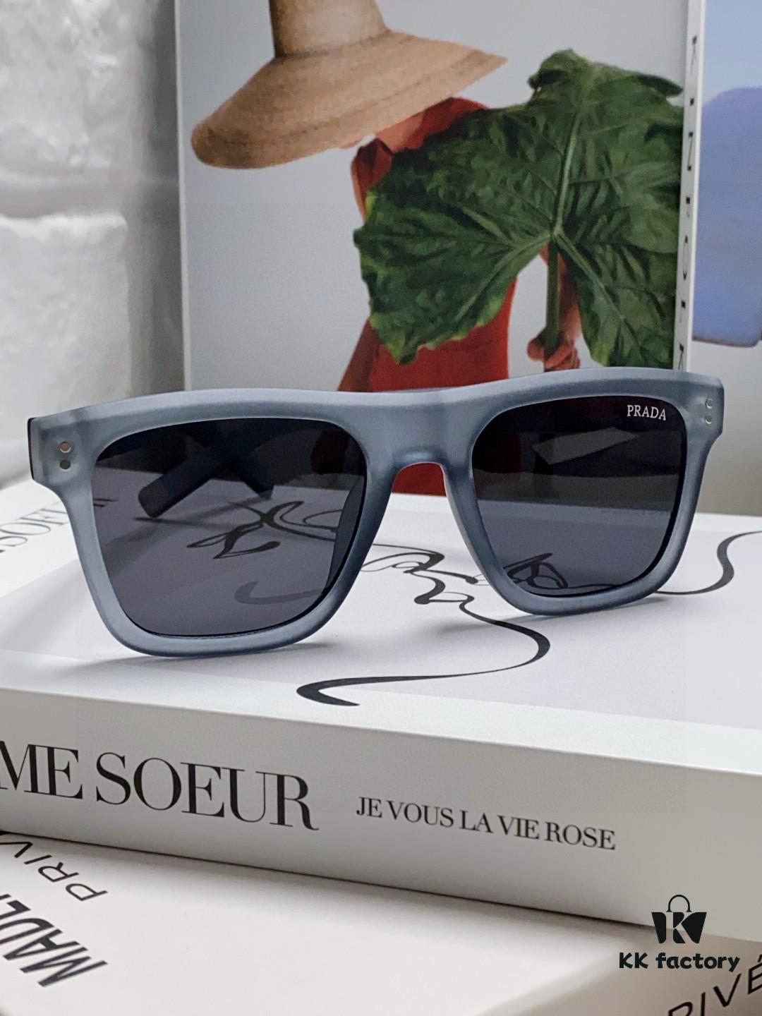 Prada 2025 Men's Premium Square Frame Lightweight Sports Sunglasses, Minimalist Casual Sun Glasses Influencer Recommended European Style