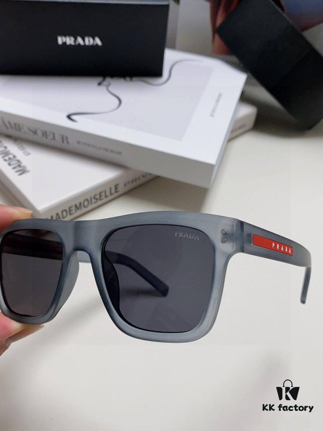 Prada 2025 Men's Premium Square Frame Lightweight Sports Sunglasses, Minimalist Casual Sun Glasses Influencer Recommended European Style