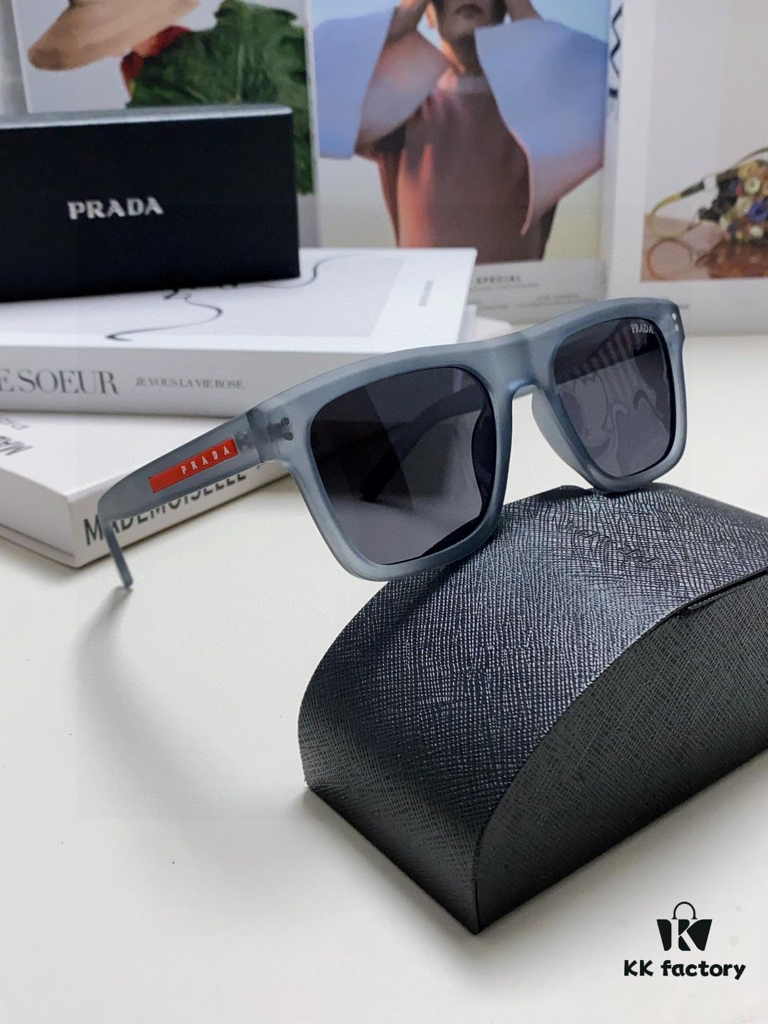 Prada 2025 Men's Premium Square Frame Lightweight Sports Sunglasses, Minimalist Casual Sun Glasses Influencer Recommended European Style