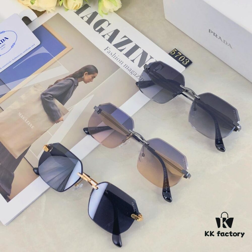 Prada New Arrival Fashionable Frameless Cut-out Sunglasses, Versatile Trendy Street Snap Shades