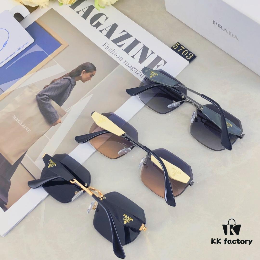 Prada New Arrival Fashionable Frameless Cut-out Sunglasses, Versatile Trendy Street Snap Shades
