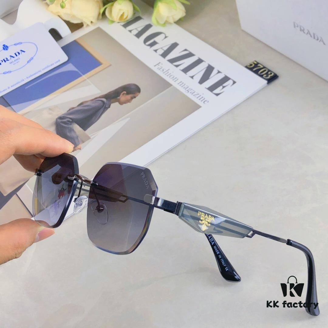 Prada New Arrival Fashionable Frameless Cut-out Sunglasses, Versatile Trendy Street Snap Shades