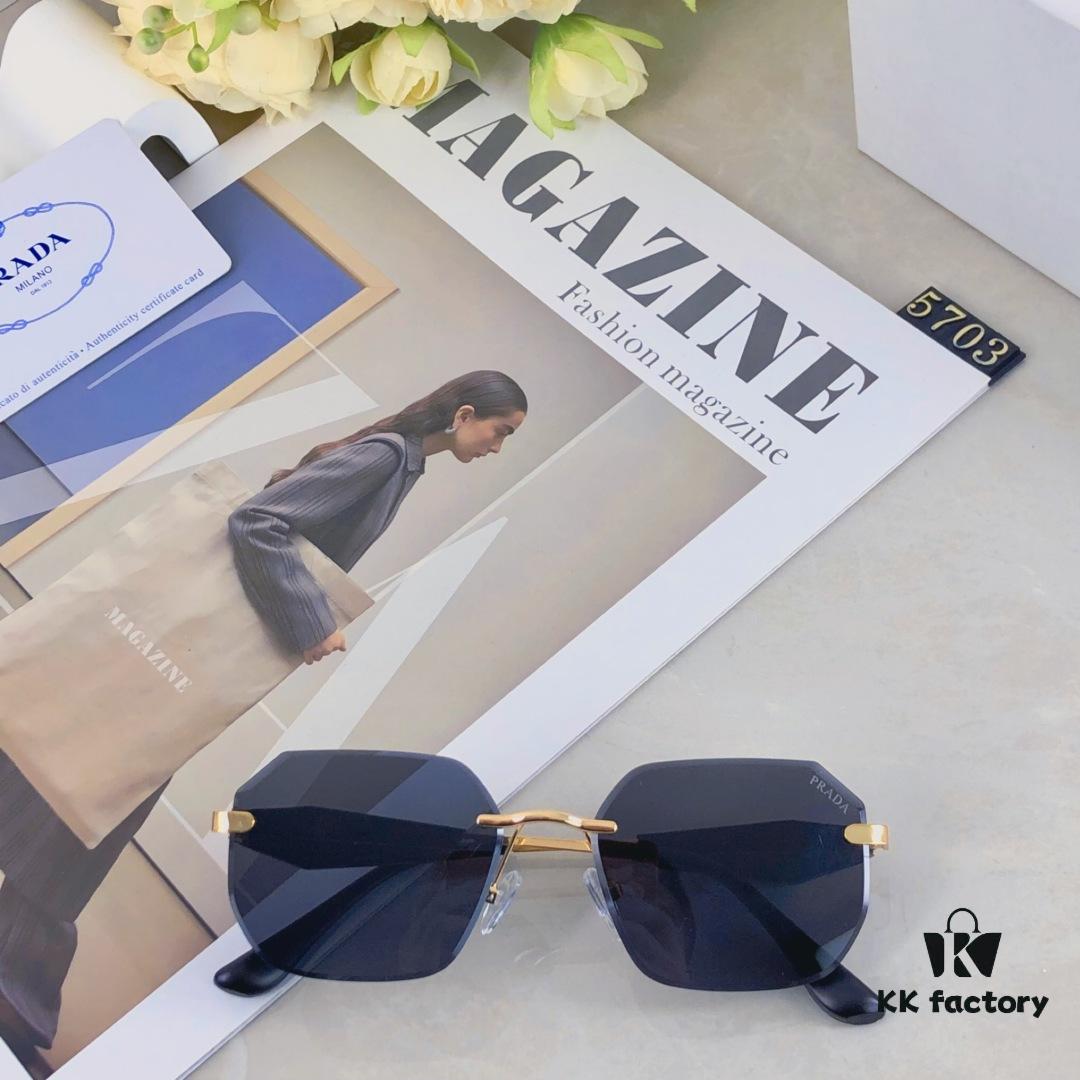 Prada New Arrival Fashionable Frameless Cut-out Sunglasses, Versatile Trendy Street Snap Shades