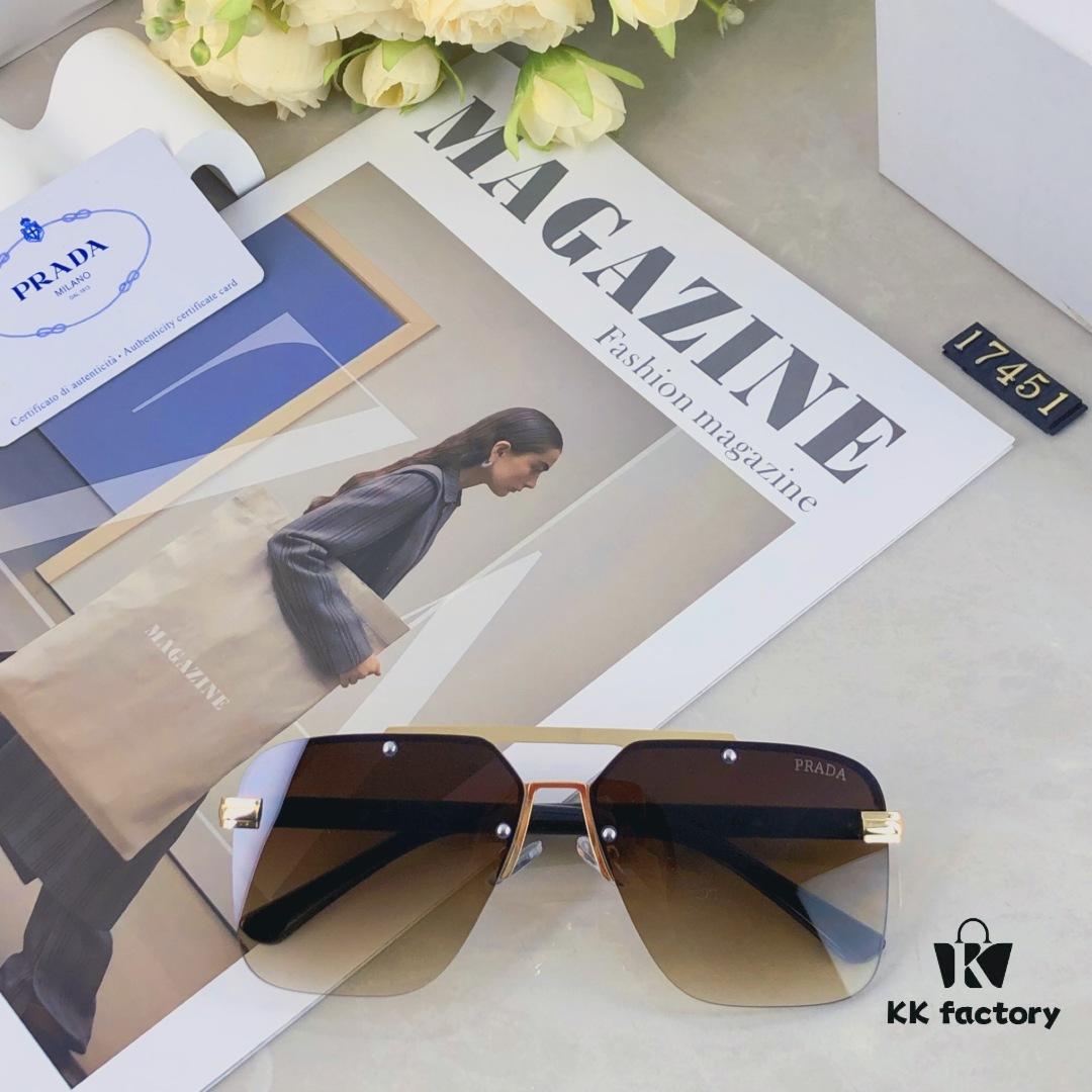 Prada European and American High-End Men's Sunglasses Dual-Bridge Metal UV Protection Driving Sunglasses New Arrival