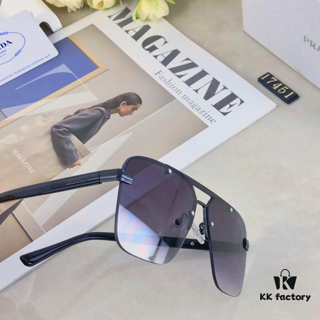 Prada European and American High-End Men's Sunglasses Dual-Bridge Metal UV Protection Driving Sunglasses New Arrival