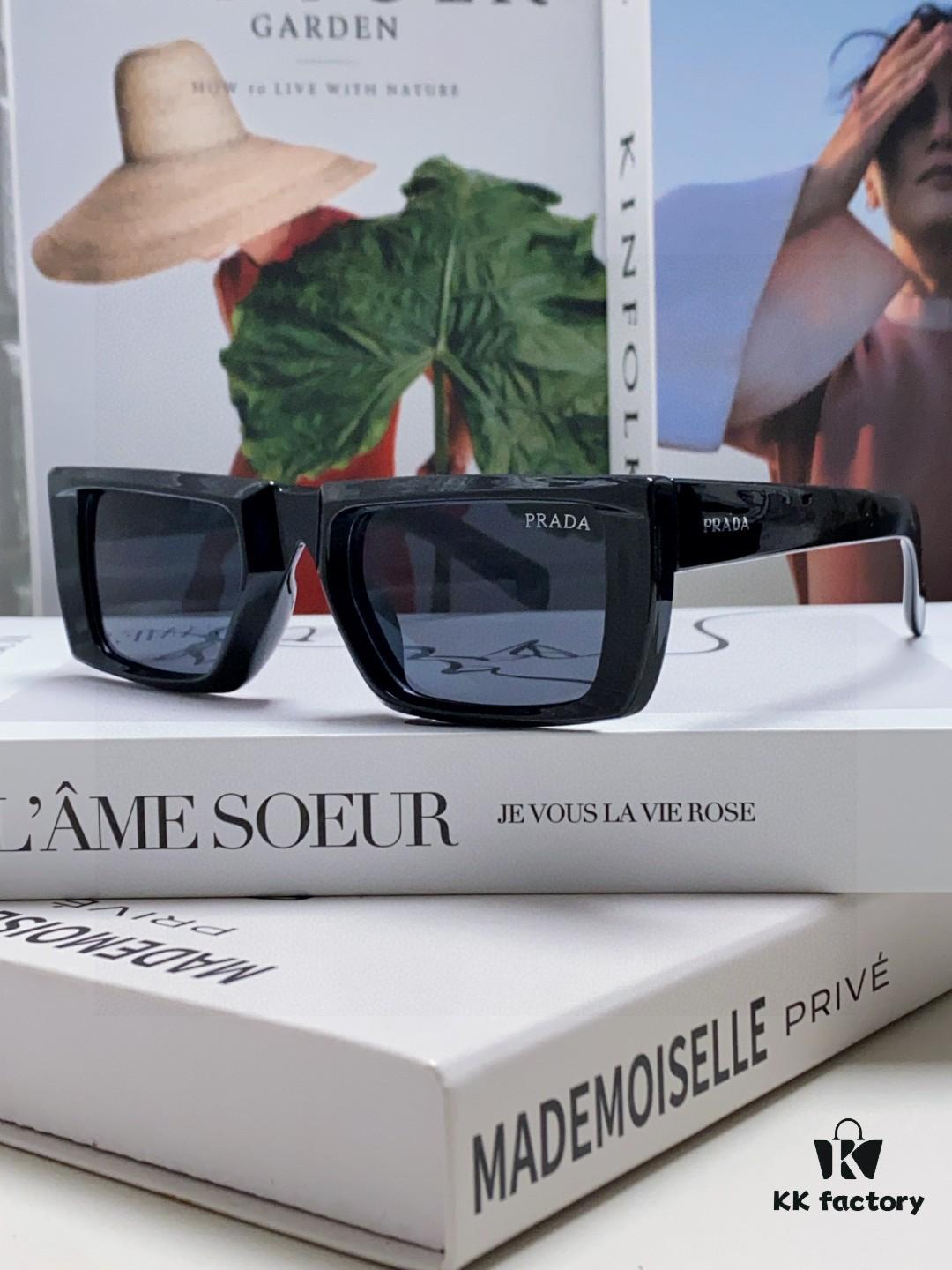 PRADA 25 Summer New 3D Square Frame Sunglasses Unisex Runway Style Hiking Square SPR24Y Sunglass Lens Shades