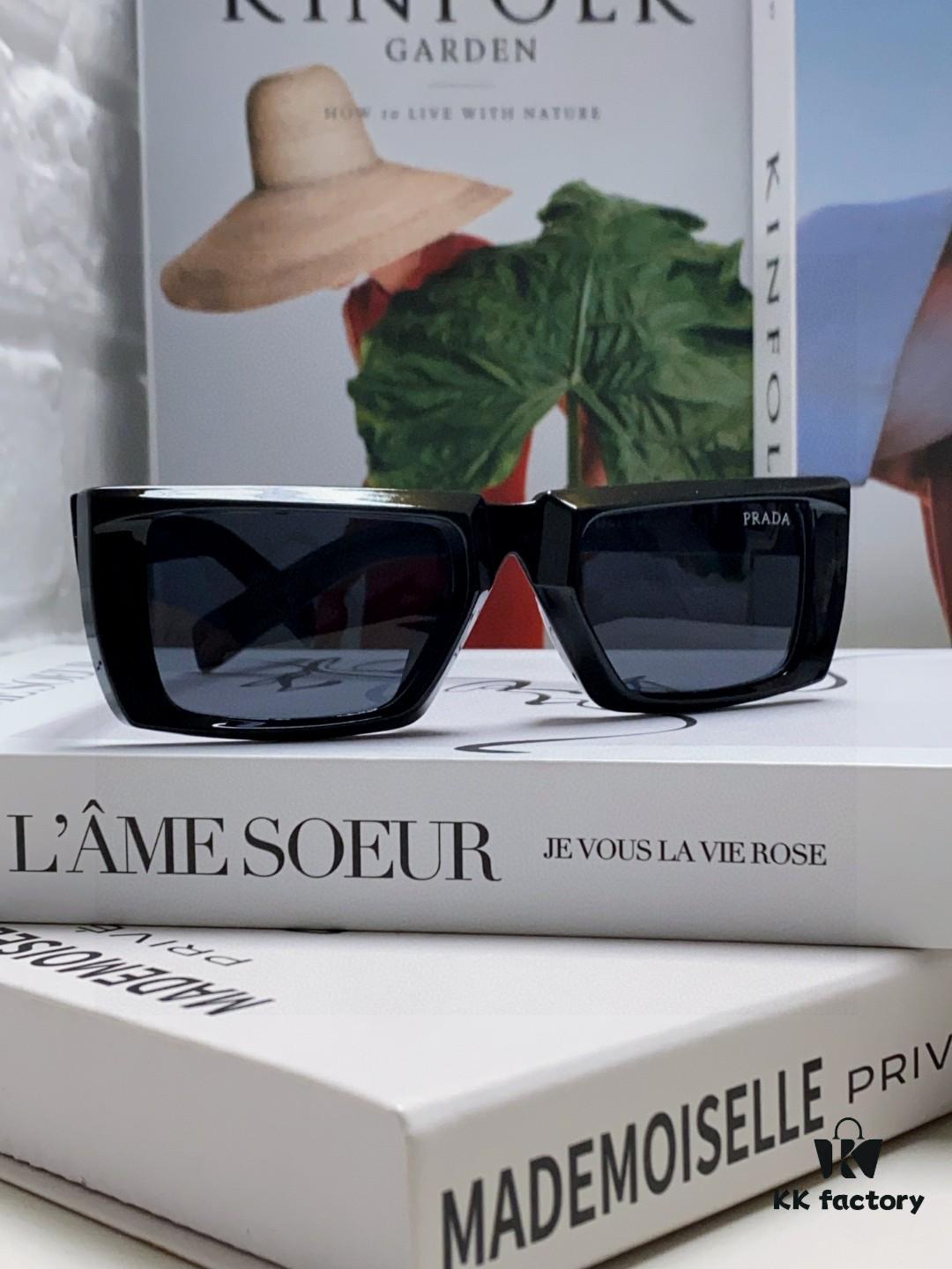 PRADA 25 Summer New 3D Square Frame Sunglasses Unisex Runway Style Hiking Square SPR24Y Sunglass Lens Shades