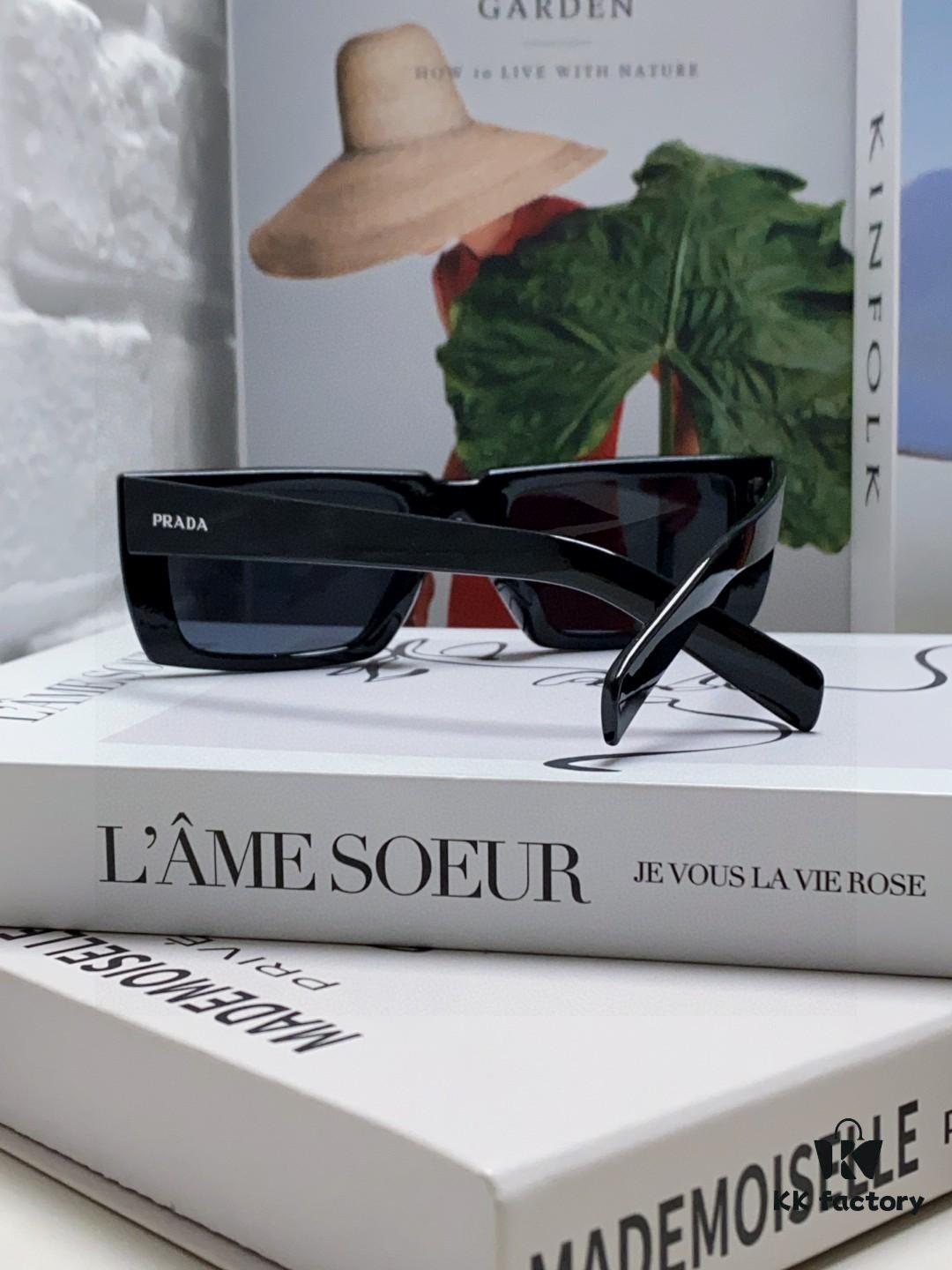 PRADA 25 Summer New 3D Square Frame Sunglasses Unisex Runway Style Hiking Square SPR24Y Sunglass Lens Shades