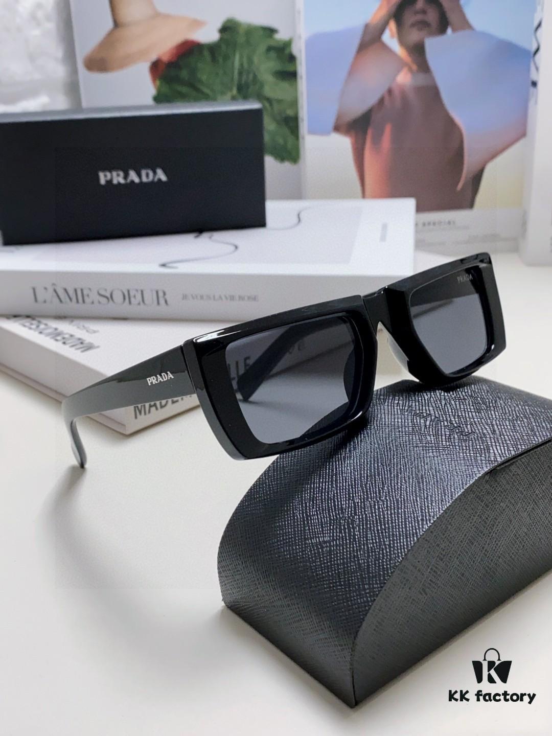 PRADA 25 Summer New 3D Square Frame Sunglasses Unisex Runway Style Hiking Square SPR24Y Sunglass Lens Shades