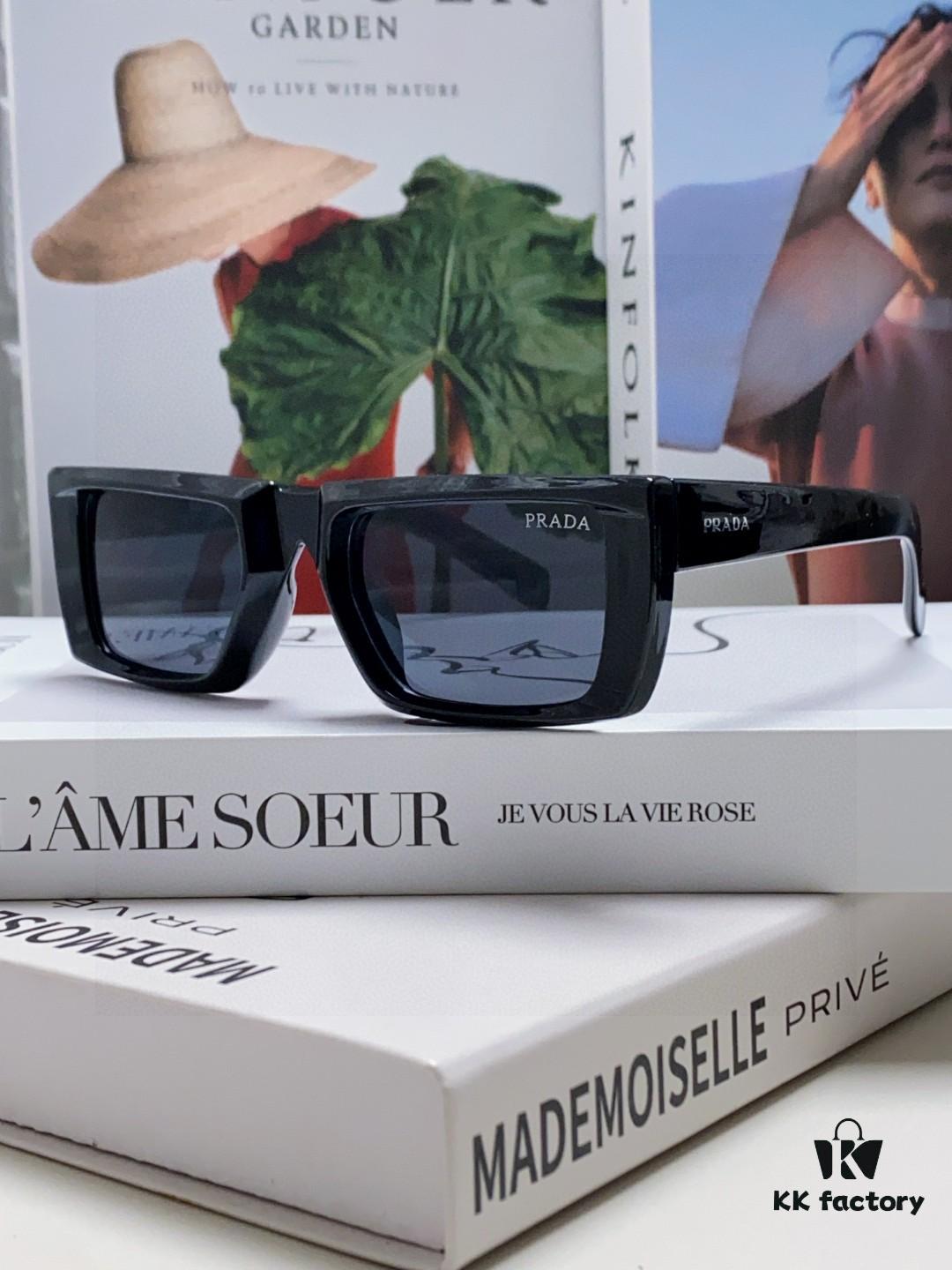 PRADA 25 Summer New 3D Square Frame Sunglasses Unisex Runway Style Hiking Square SPR24Y Sunglass Lens Shades