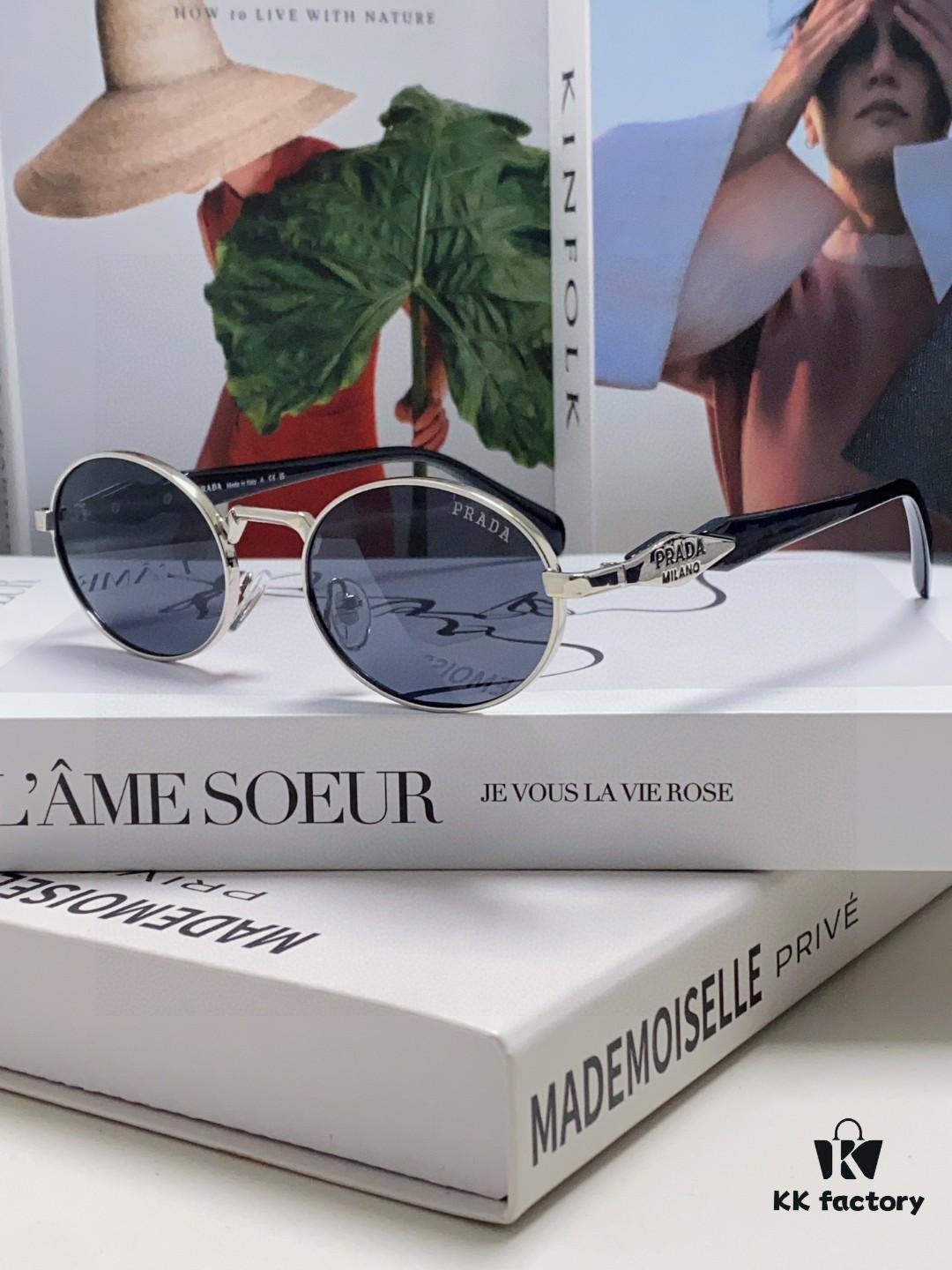 Prada Small Round Frame ✔️ Fashionable Metal Oversized Sunglasses